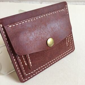 Cardholder, handmade mini wallet with change pocket Pueblo leather Handmade Gift
